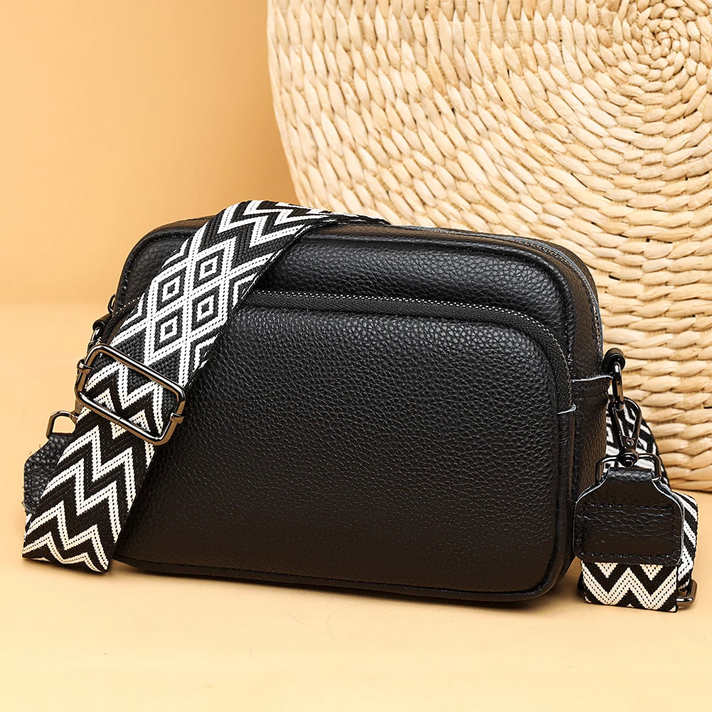 Echtleder Damen Crossbody Schultertasche - Stylische Handytasche mit verstellbarem Riemen
