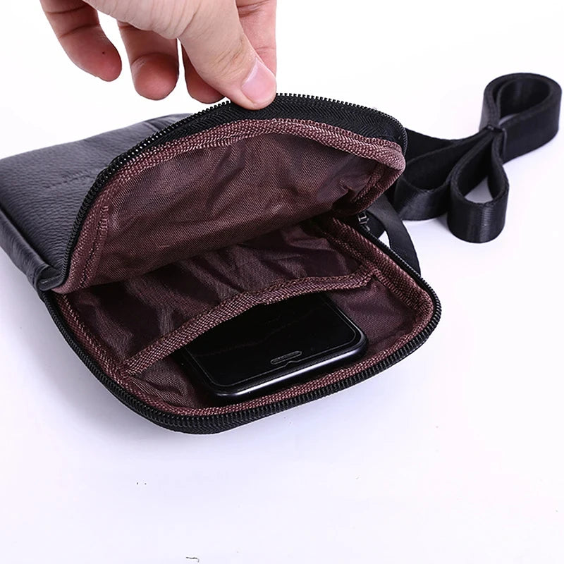 Kompakte Crossbody-Handytasche aus Leder – Schulter- und Gürteltasche für Herren-Essentials