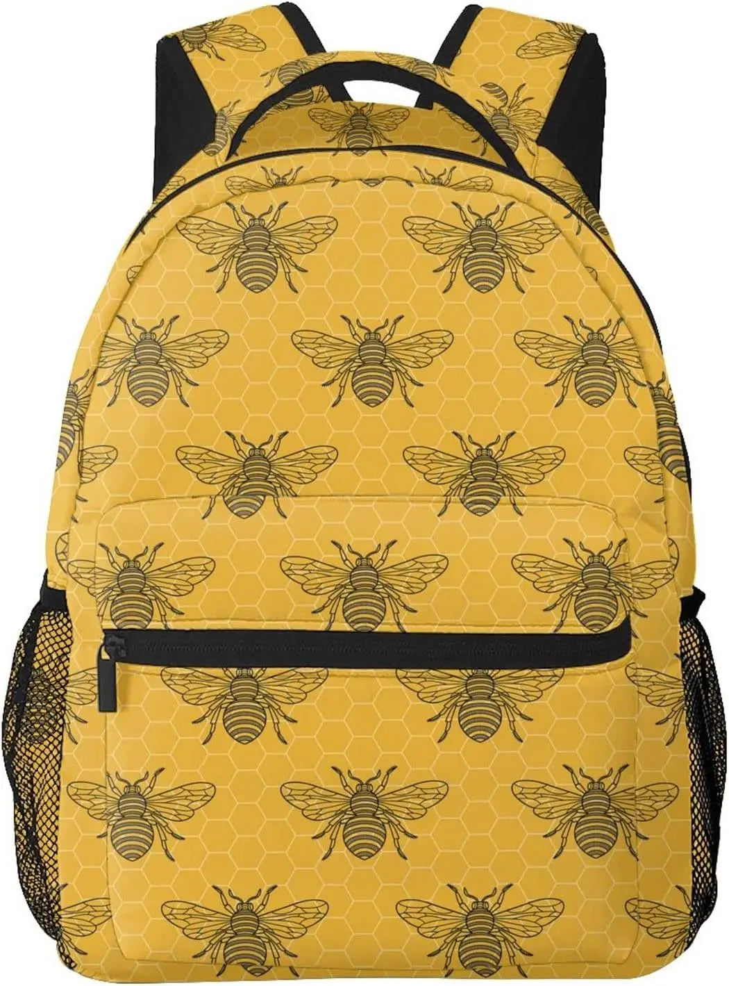 Rucksack mit Bienen- und Blumenmuster – Leichter Tagesrucksack für Damen und Herren | Süße Tasche für Reisen, Wandern, Camping und den Alltag