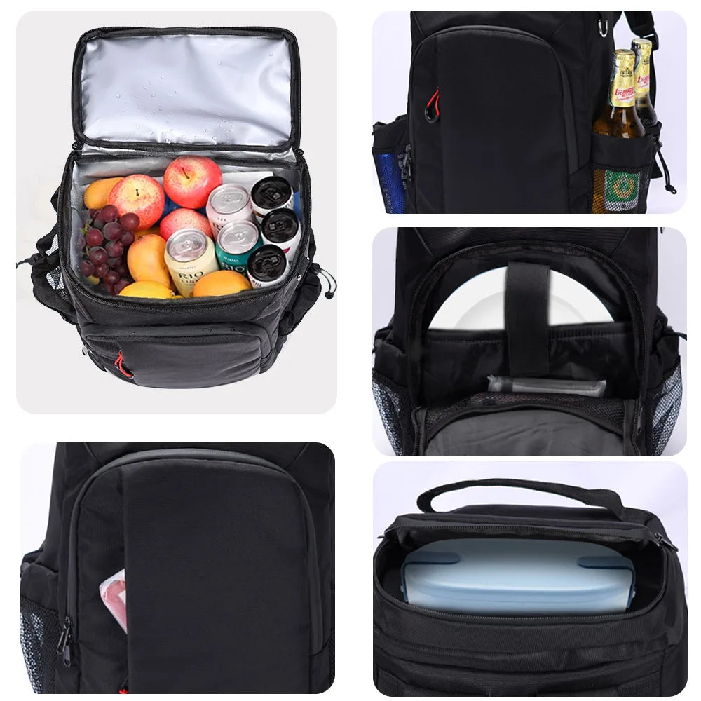 Isolierter Picknick-Kühlrucksack mit großem Fassungsvermögen – Auslaufsichere Thermo-Lunchtasche für Camping, Wandern und Mahlzeiten im Freien mit Flaschenöffner