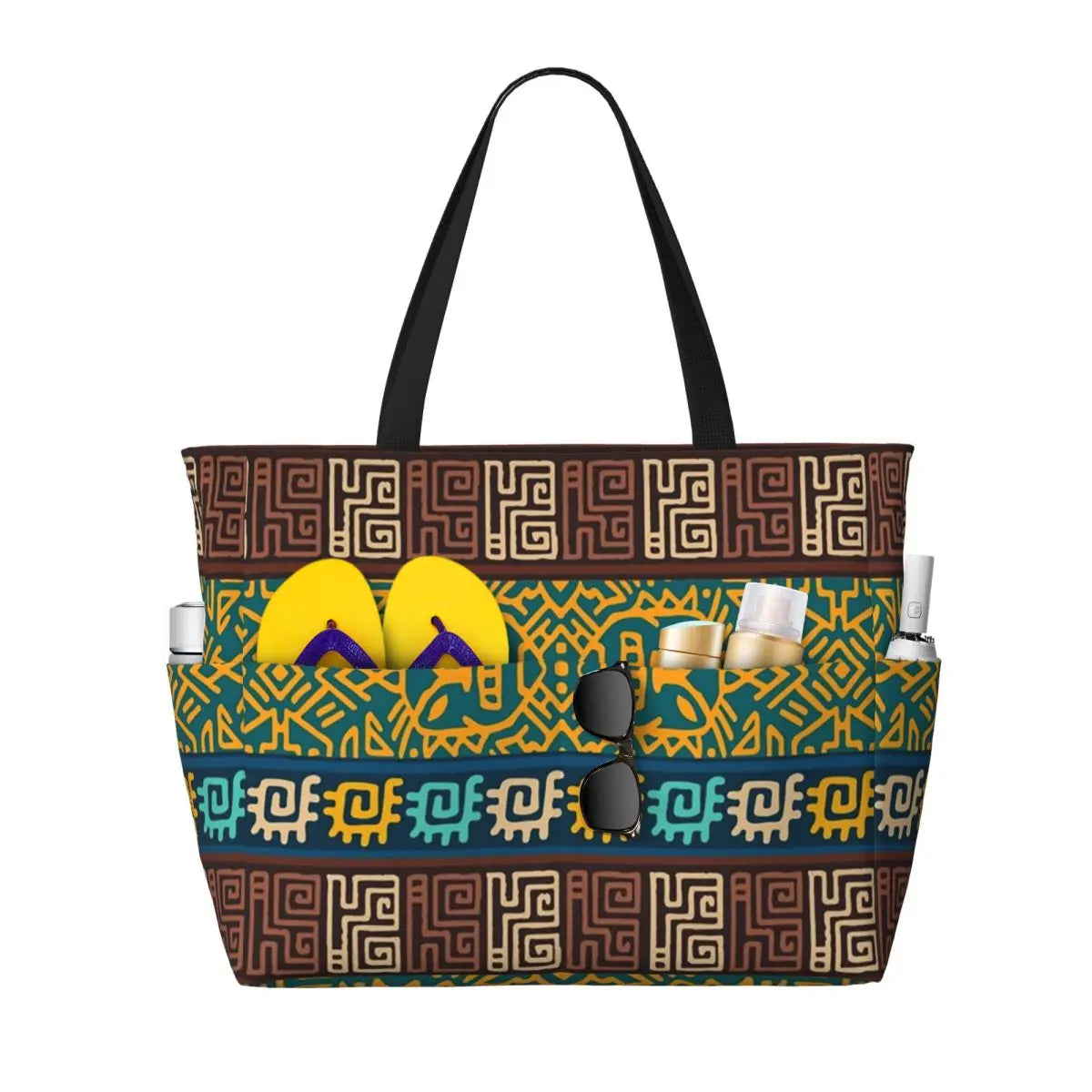 Custom Ethnic Print Travel Tote Bag Women Large Capacity