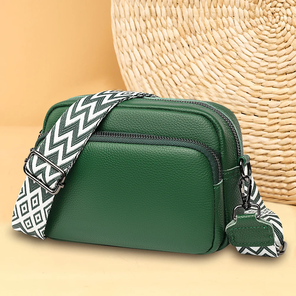Echtleder Damen Crossbody Schultertasche - Stylische Handytasche mit verstellbarem Riemen