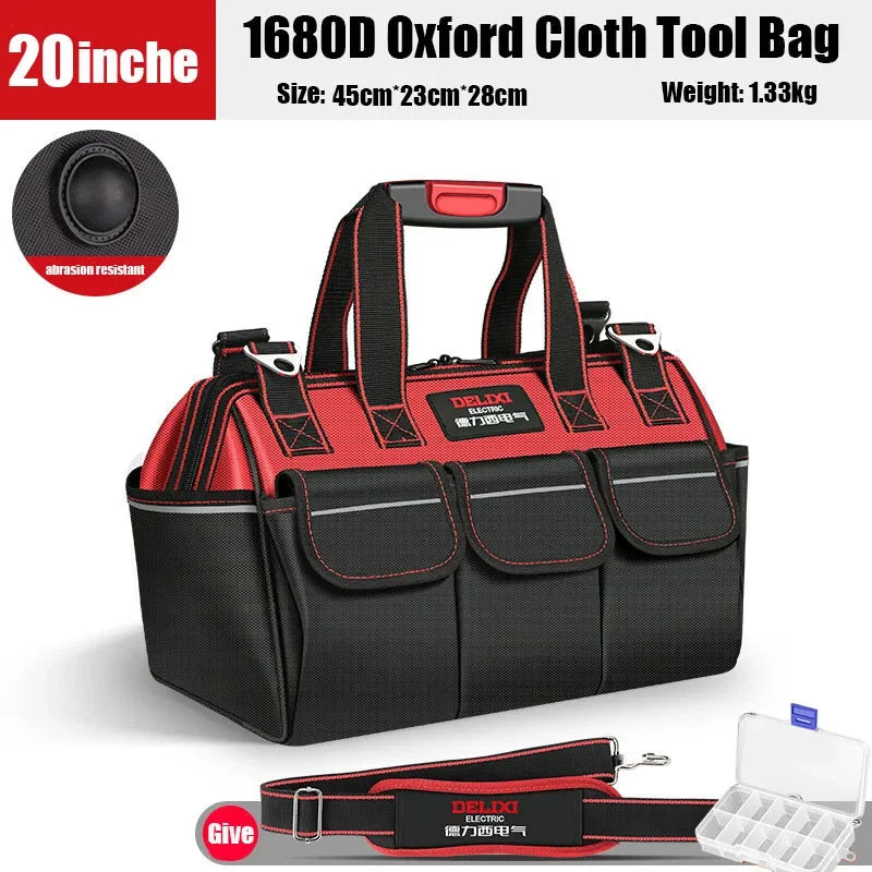 680D Oxford-Werkzeugtasche – Wasserdichter professioneller Elektriker-Organizer mit mehreren Fächern für Schraubenschlüssel und Werkzeuge