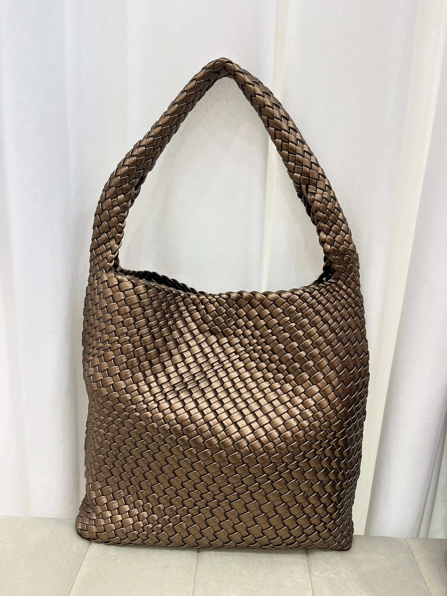 Modische Handtasche aus PU-Leder für Damen – gestreifte Tragetasche für die Arbeit und den Alltag