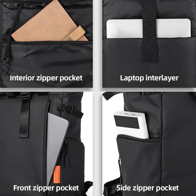 Herren Outdoor Rolltop Rucksack 20–35L – Wasserdichter Reiserucksack mit gepolstertem Air-Cushion-Gürtel