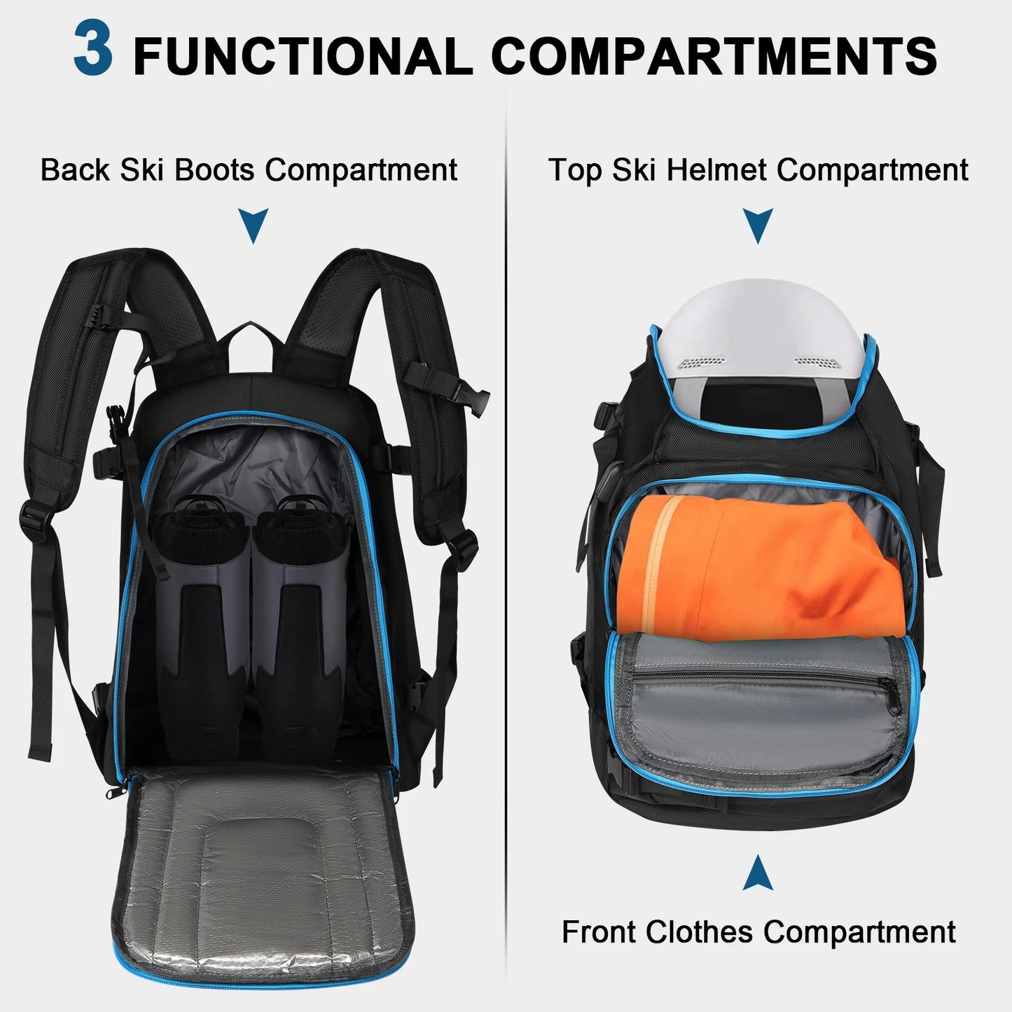 Buylor 50L Ski-Reiserucksack – Große wasserdichte Schneesporttasche für Outdoor-Abenteuer