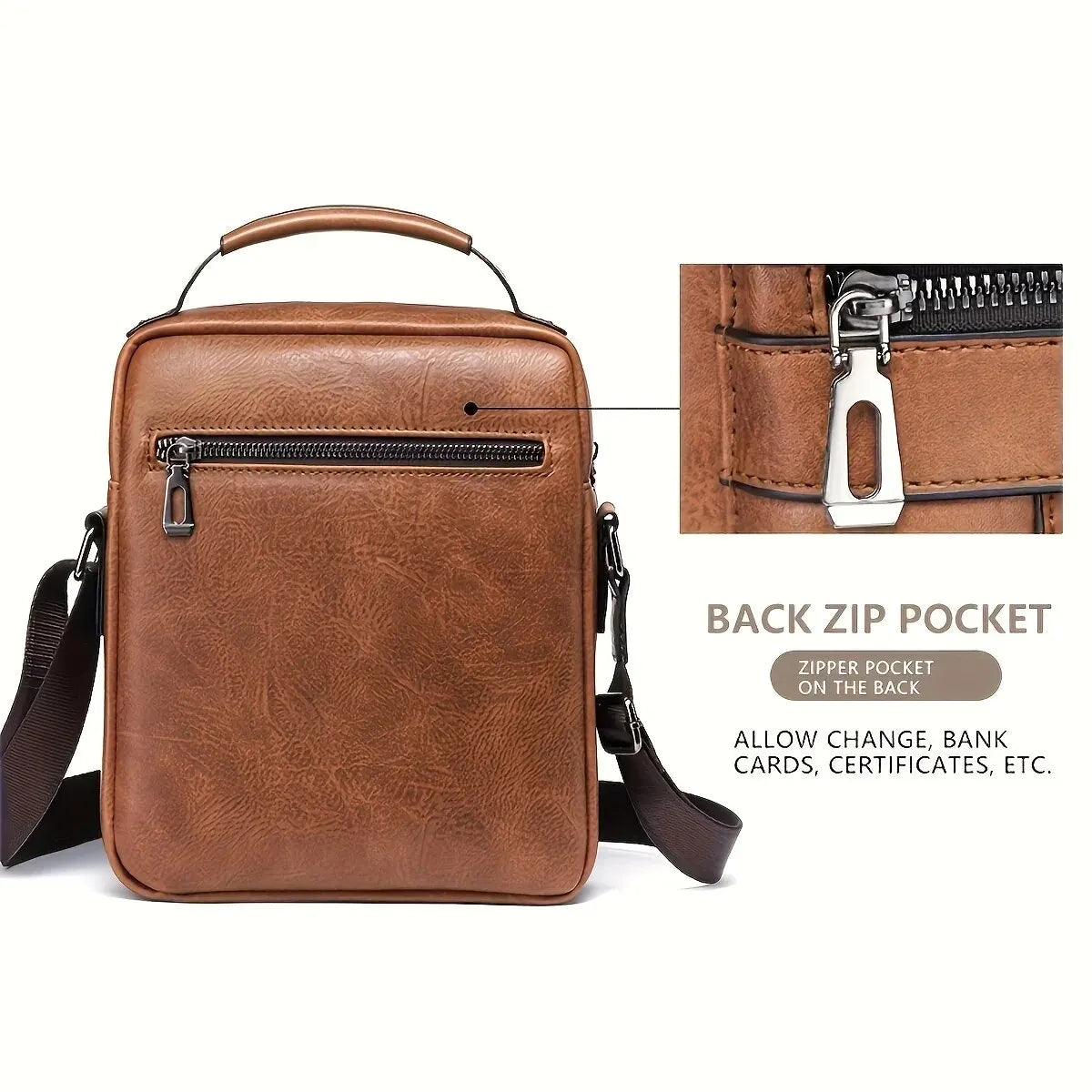 Herren Business Umhängetasche – PU Leder Schultertasche mit Klappe, Klassisches Solides Design