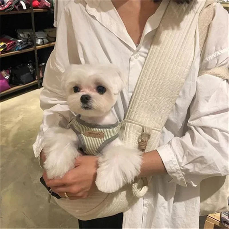 Handmade Canvas Dog Carrier Bag – Eco-Friendly & Breathable Pet Tote for Small Dogs & Cats