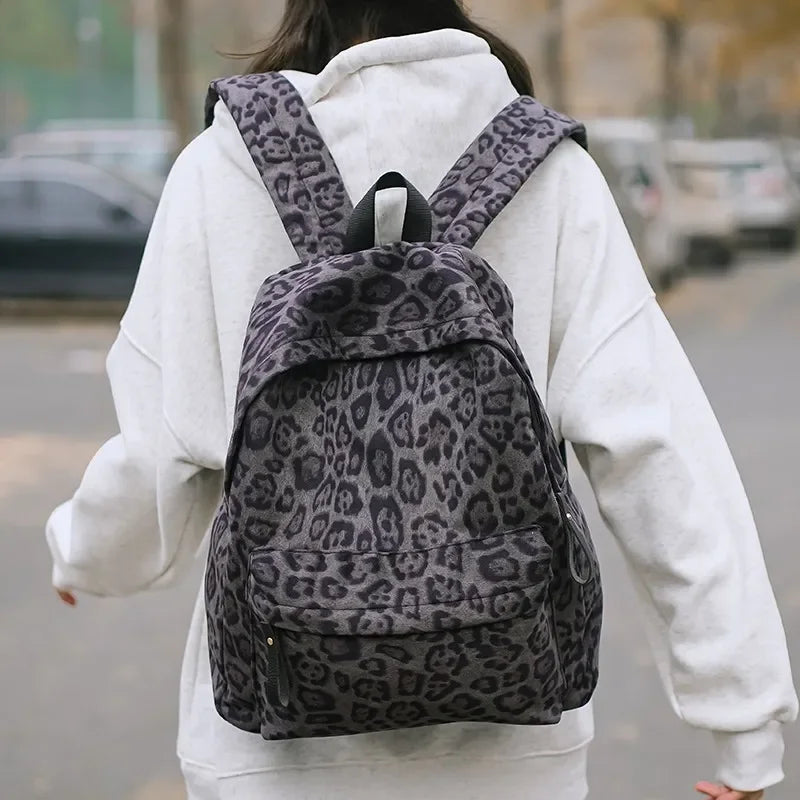 Modischer Rucksack für Damen mit Leopardenmuster – Stilvolle Tasche mit großem Fassungsvermögen für Reisen, Schule und den täglichen Gebrauch