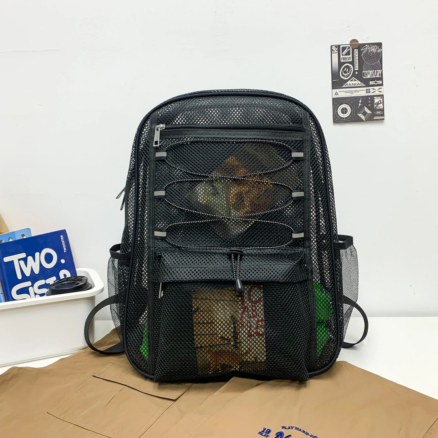 Leichter Mesh-Strandrucksack für Damen – Atmungsaktive, sandfreie Sommertasche mit mehreren Taschen