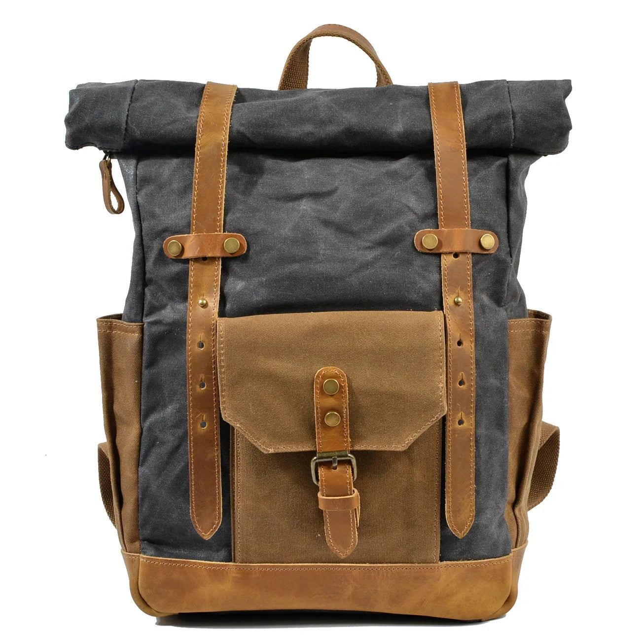 Luxury Vintage Canvas Backpack for Men – Oil Wax Leather Travel Rucksack, Large Waterproof Retro Daypack