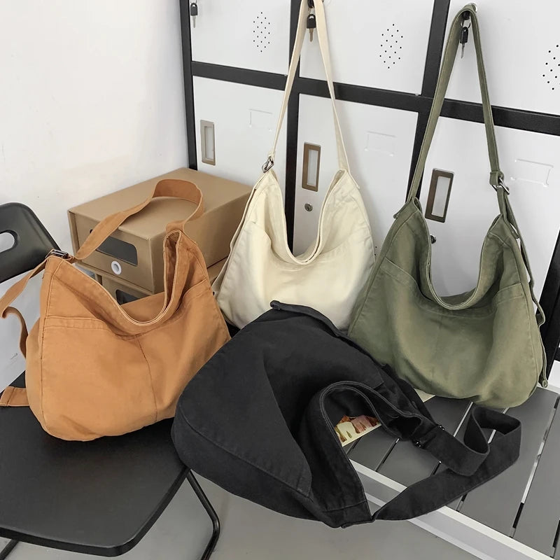 Lässige Umhängetasche aus Canvas für Damen – Schultertasche mit großem Fassungsvermögen für Reisen, Arbeit und den täglichen Gebrauch