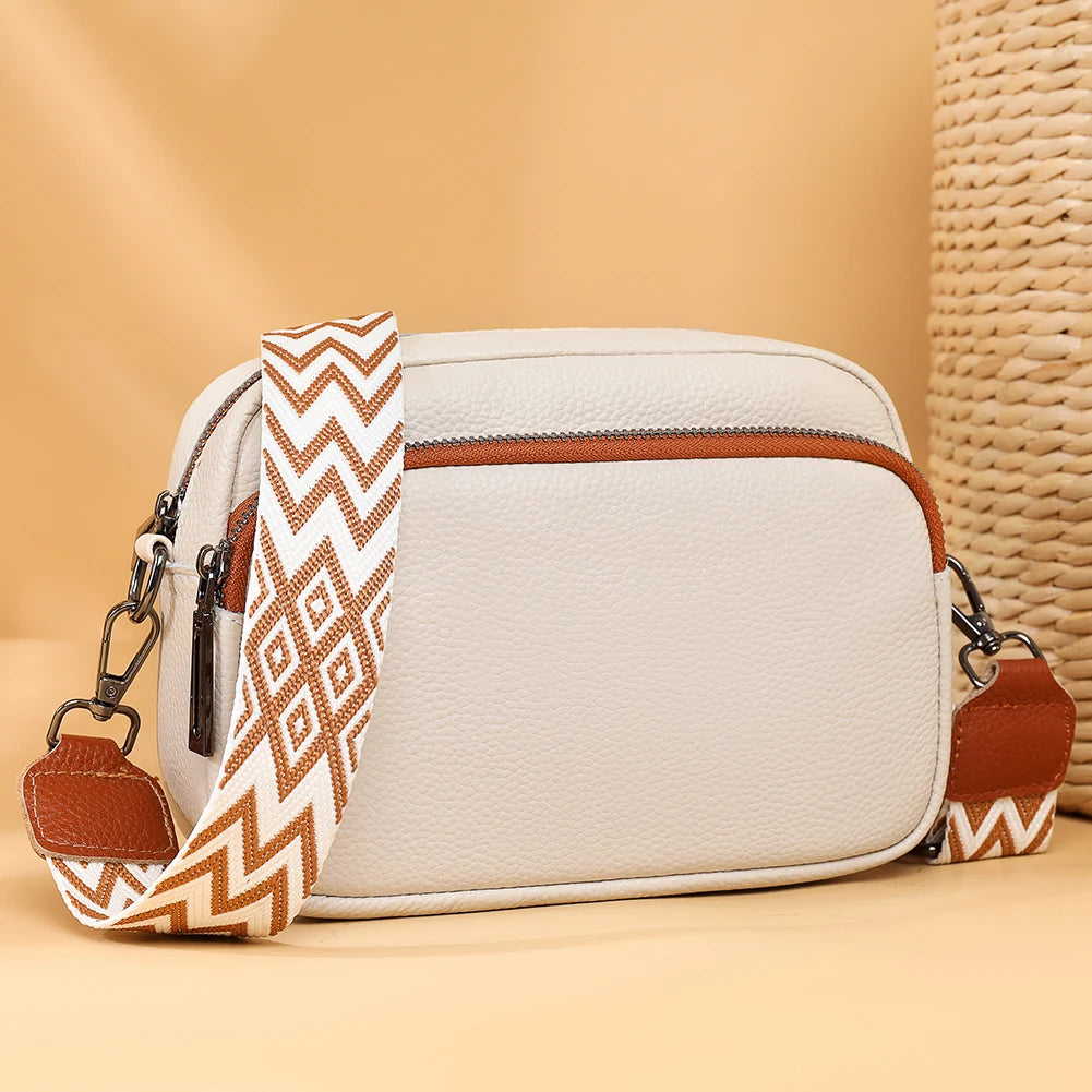 Echtleder Damen Crossbody Schultertasche - Stylische Handytasche mit verstellbarem Riemen