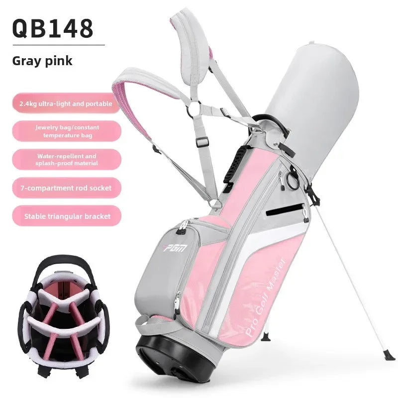 PGM Pink Damen Golftasche QB148 – Leichte 7-Wege-Trennwand-Standtasche mit Halterungsunterstützung