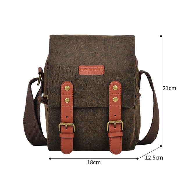 Cwatcun Wasserfeste Canvas-Kamera-Schultertasche – Stoßfeste Tasche für Canon, Nikon, Sony und Objektive