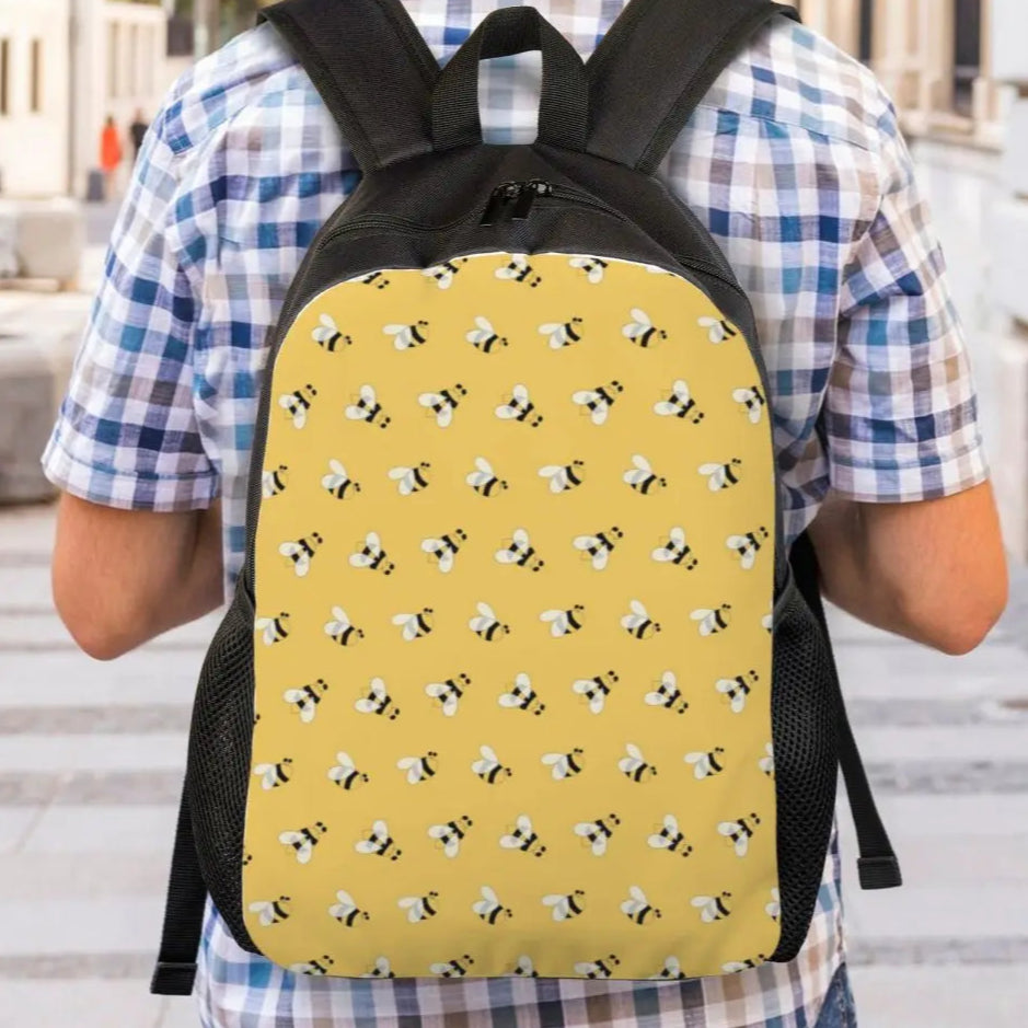 Benutzerdefinierter Cartoon-Bienen-Rucksack – Wasserdichte Schul- und Collegetasche für Damen und Herren | Lustiger Bücherrucksack mit Tiermuster und viel Stil