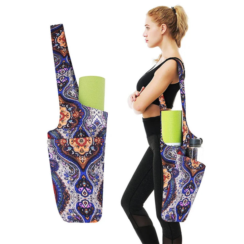 Yogamattentasche für Damen – Sporttasche mit Blumen- und farbenfrohem Design für Fitness, Pilates und Reisen