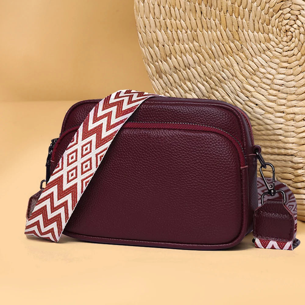 Echtleder Damen Crossbody Schultertasche - Stylische Handytasche mit verstellbarem Riemen