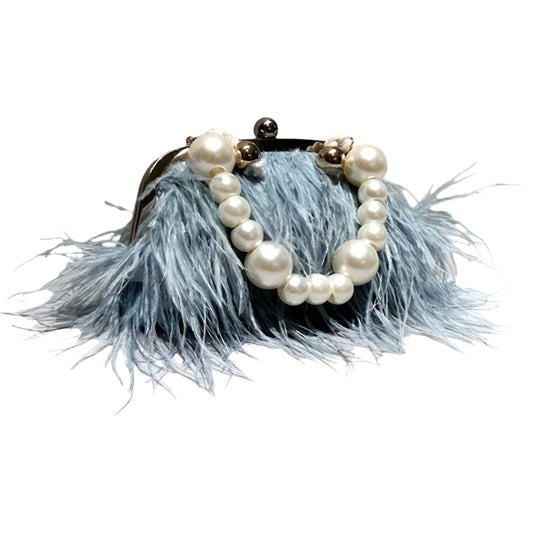 Luxuriöse Abendtasche mit Federn für Damen – Umhängetasche mit Perlenkette und Schlangendesign für Partys und Veranstaltungen