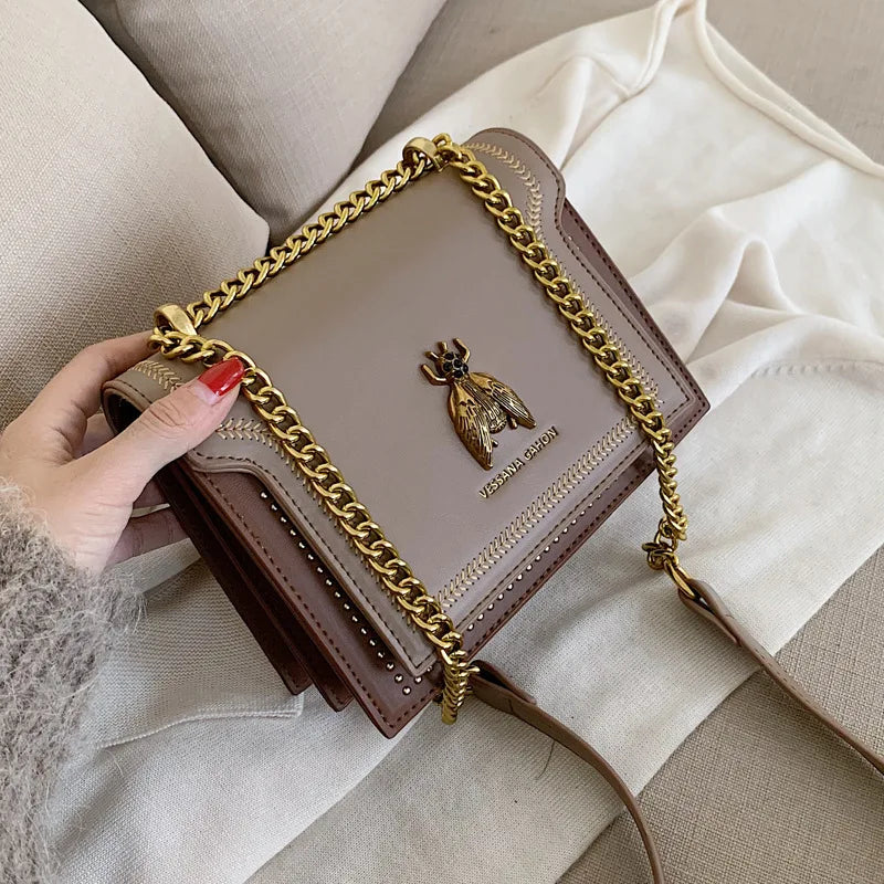 CGCBAG Retro-Bienen-Handtasche für Damen – 2024 Luxus-inspirierte Schulter- und Umhängetasche | Schlichtes, stilvolles und hochwertiges Leder