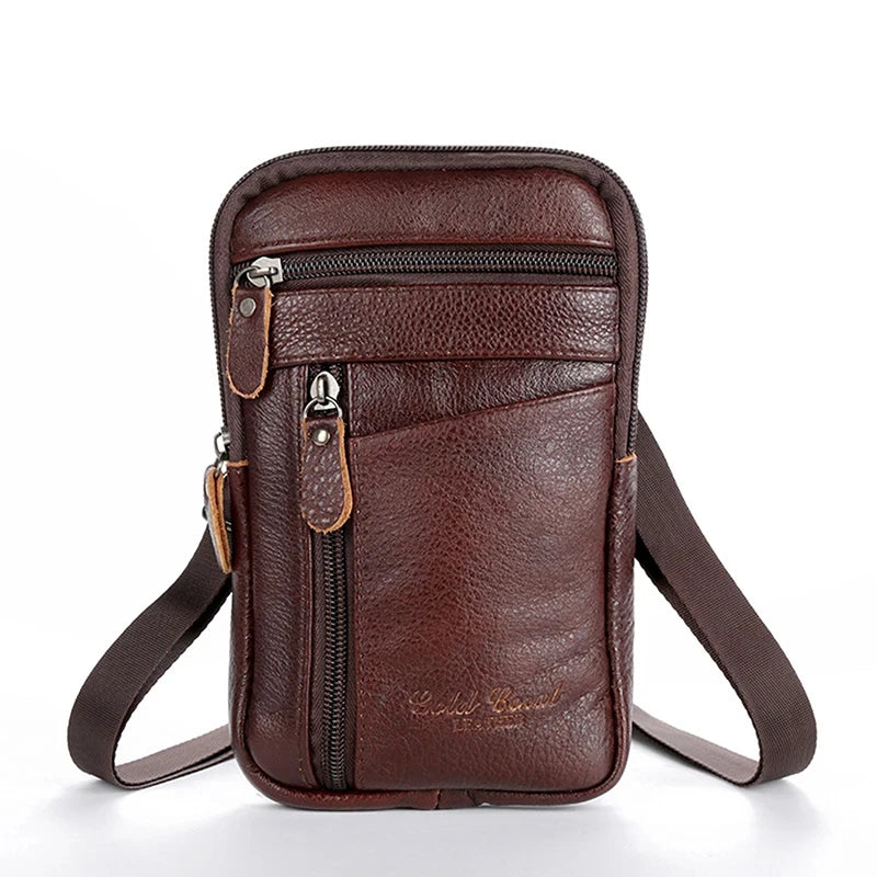 Kompakte Crossbody-Handytasche aus Leder – Schulter- und Gürteltasche für Herren-Essentials