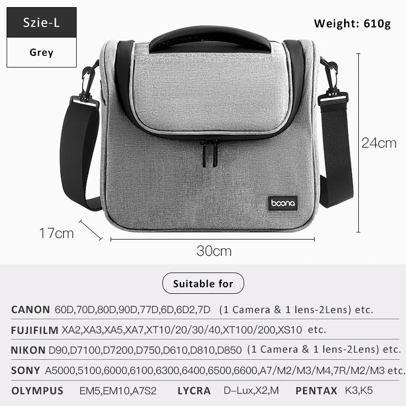 Wasserdichte DSLR-Kamera-Umhängetasche – Objektiv- und Fotoausrüstungstasche für Canon, Nikon, Sony und spiegellose Kameras