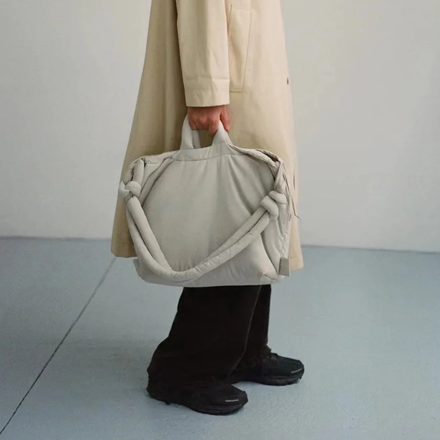 Lässige Puffer-Tragetasche für Damen – Weiche, gepolsterte Schulter- und Umhängetasche aus Nylon im Vintage-Stil mit großem Fassungsvermögen
