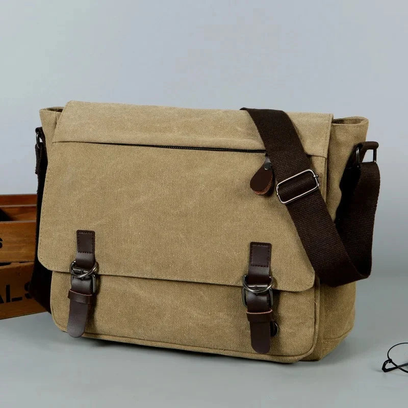 Trendige Canvas-Umhängetasche – Laptop- und Kamera-Umhängetasche mit großem Fassungsvermögen