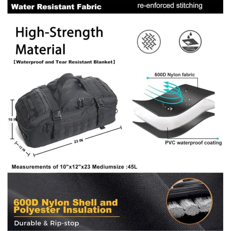 Oulylan 45L Outdoor Tactical Backpack Duffle – Wasserdichte Reise- und Abenteuertasche für Camping und Wandern