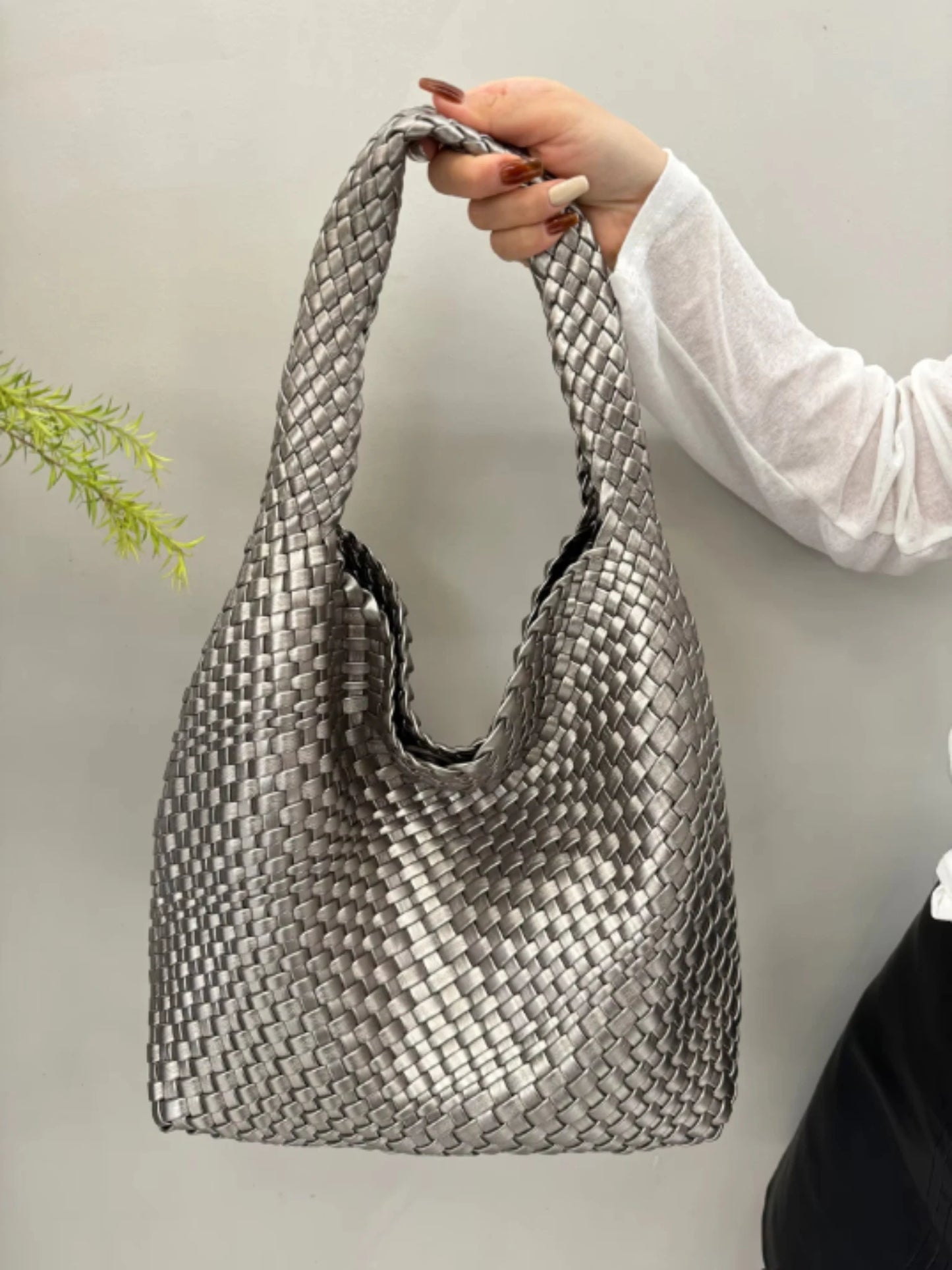 Modische Handtasche aus PU-Leder für Damen – gestreifte Tragetasche für die Arbeit und den Alltag