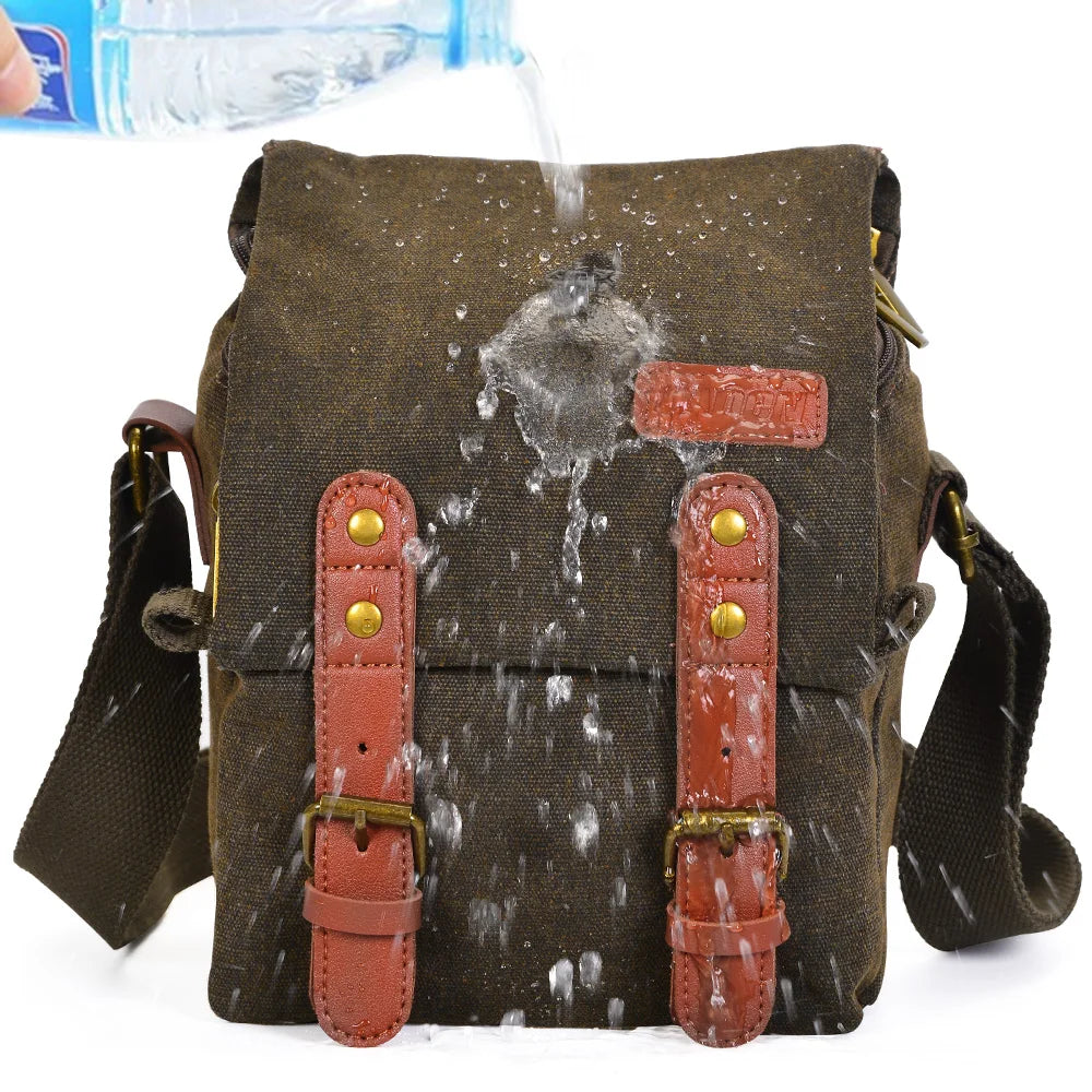 Cwatcun Wasserfeste Canvas-Kamera-Schultertasche – Stoßfeste Tasche für Canon, Nikon, Sony und Objektive