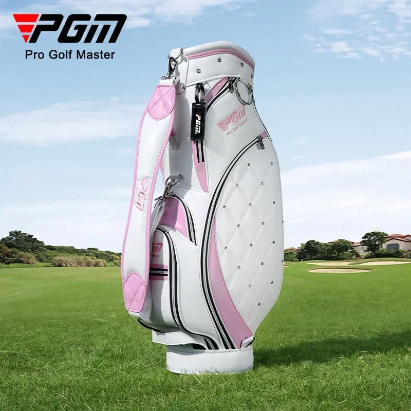 PGM Pink-Weiße Damen-Golftasche QB103 – Leichte, wasserdichte TPU-Schlägertasche, langlebig und stylisch mit Balltasche