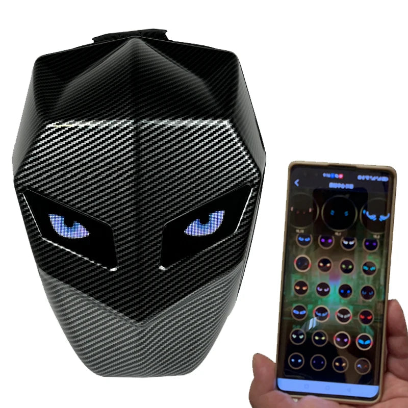 LED Knight Motorradhelm-Rucksack – Bluetooth-wasserdichte Hartschalen-Fahrradtasche mit Augendesign, passend für Laptop, stilvoll und langlebig