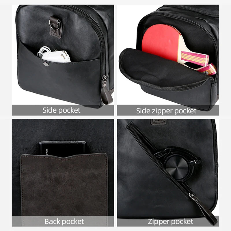 Leder-Reisetasche für Herren – wasserdichter Weekender aus PU-Leder mit Umhängegurt