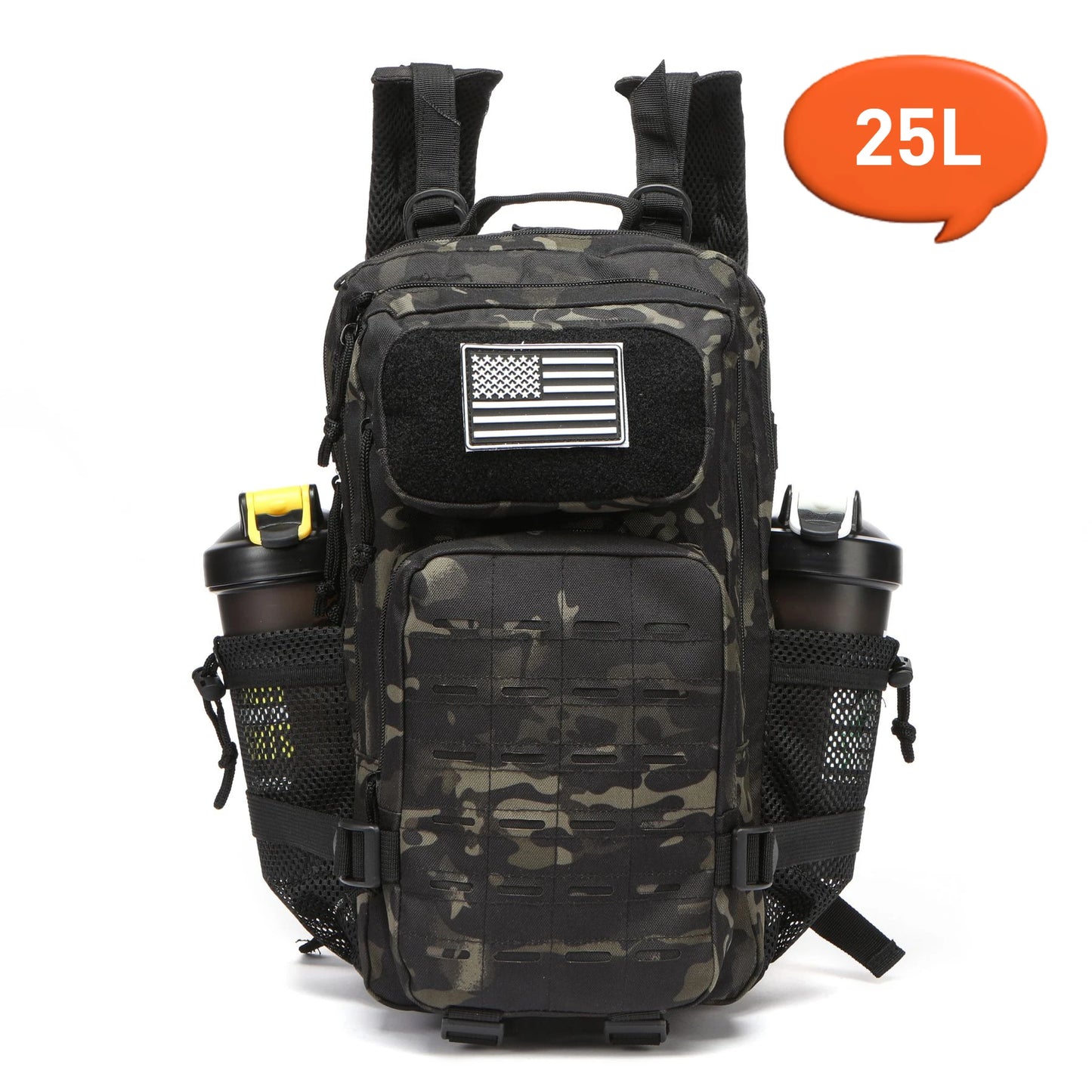 25L/50L Tactical MOLLE Backpack – Hunting, Hiking & Gym Rucksack for Men with 2 Bottle Holders, EDC Outdoor Bag