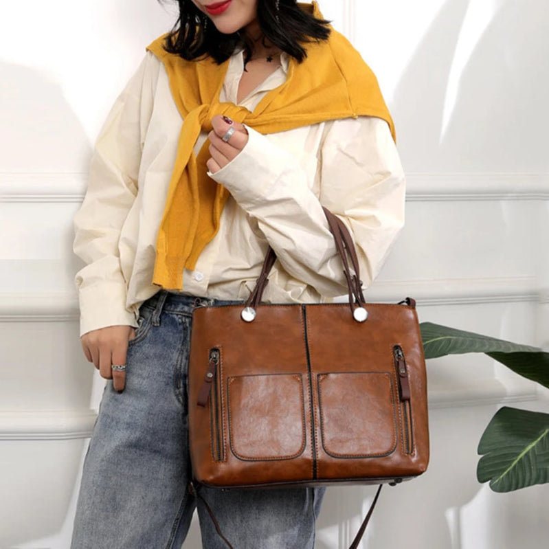 Lehrertasche aus PU-Leder für Damen – Retro-Umhängetasche im klassischen Stil für den täglichen und beruflichen Gebrauch