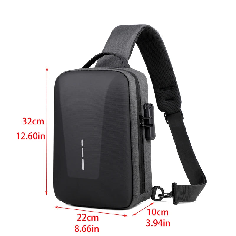 Diebstahlsichere Crossbody-Brusttasche für Herren – USB-Ladeanschluss, Zahlenschloss und Schultertasche für unterwegs