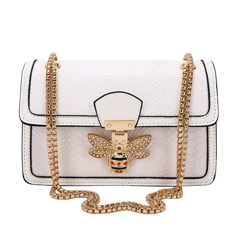 Luxuriöse Bee Lock Handtasche für Damen – Tragetasche und Umhängetasche aus Leder mit Krokodilprägung | Schicker, lässiger Stil mit Designer-Flair