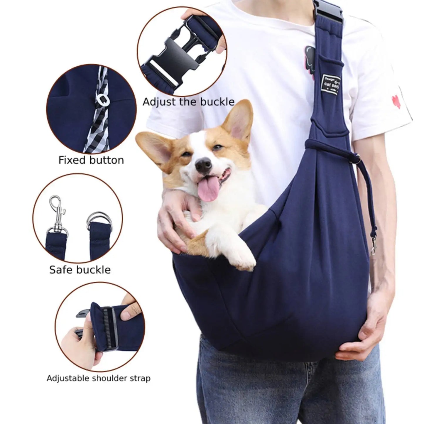 Adjustable Folding Pet Carrier Sling – Breathable Eco-Friendly Crossbody Dog Bag for Travel & Daily Use