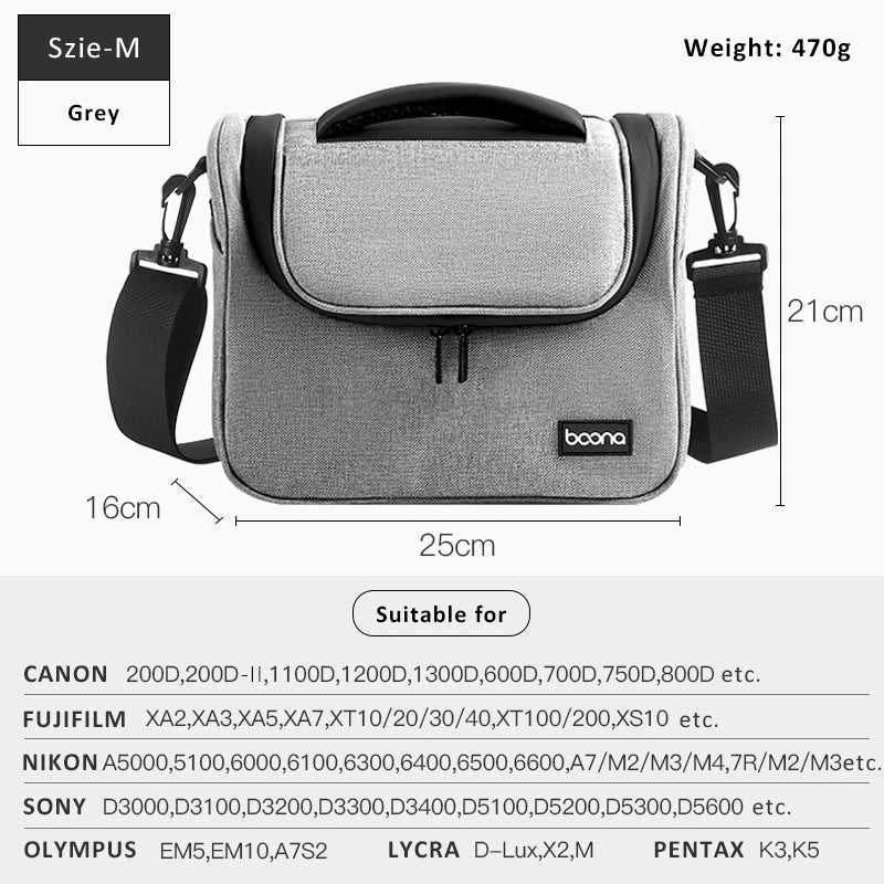 Wasserdichte DSLR-Kamera-Umhängetasche – Objektiv- und Fotoausrüstungstasche für Canon, Nikon, Sony und spiegellose Kameras