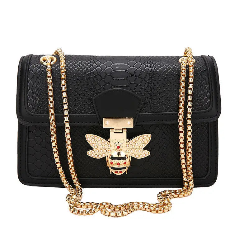 Luxuriöse Bee Lock Handtasche für Damen – Tragetasche und Umhängetasche aus Leder mit Krokodilprägung | Schicker, lässiger Stil mit Designer-Flair
