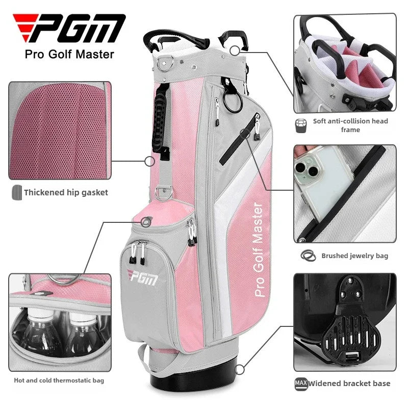 PGM Pink Damen Golftasche QB148 – Leichte 7-Wege-Trennwand-Standtasche mit Halterungsunterstützung