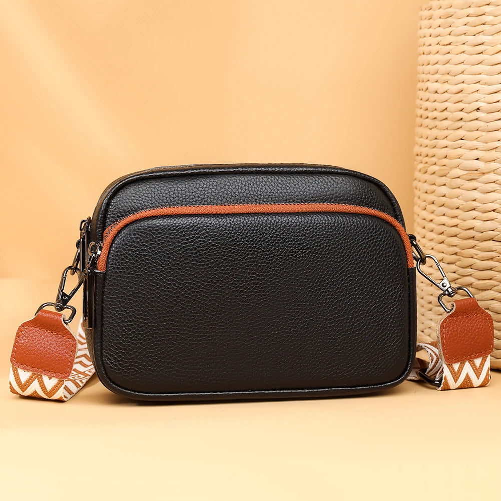 Echtleder Damen Crossbody Schultertasche - Stylische Handytasche mit verstellbarem Riemen