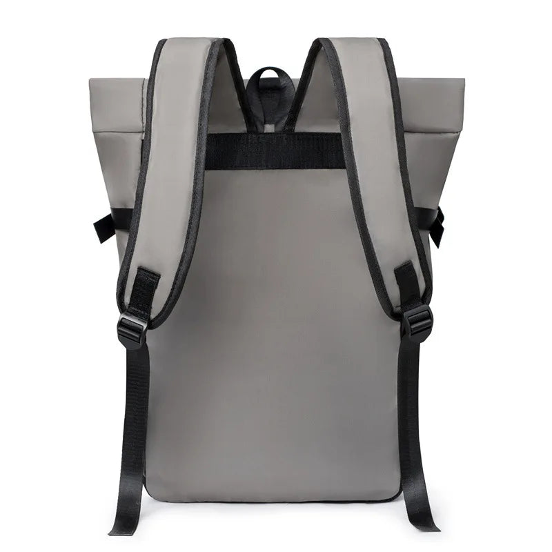 Roll-Top Backpack Unisex Fashionable Casual Travel Bag with Laptop Compartment Softback