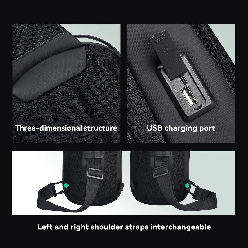Mark Ryden Futuristischer Sling-Rucksack – Umhängetasche mit USB-Ladefunktion für Reisen und den täglichen Gebrauch