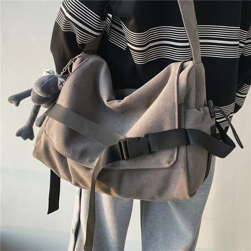 Canvas Messenger Crossbody Schultertasche – Handtasche mit großem Fassungsvermögen für Reisen, Arbeit und den täglichen Gebrauch