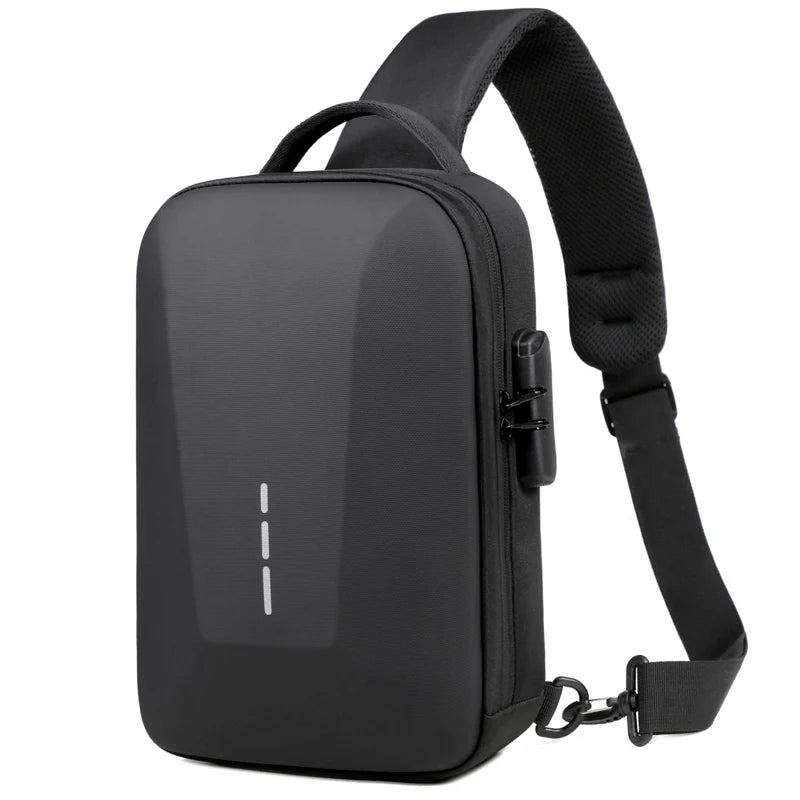 Diebstahlsichere Crossbody-Brusttasche für Herren – USB-Ladeanschluss, Zahlenschloss und Schultertasche für unterwegs