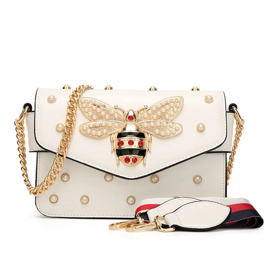 Bee Pearl Crossbody Bag für Damen – Schicke Ketten-Schultertasche | Luxus-inspiriertes Design mit angesagtem Stil
