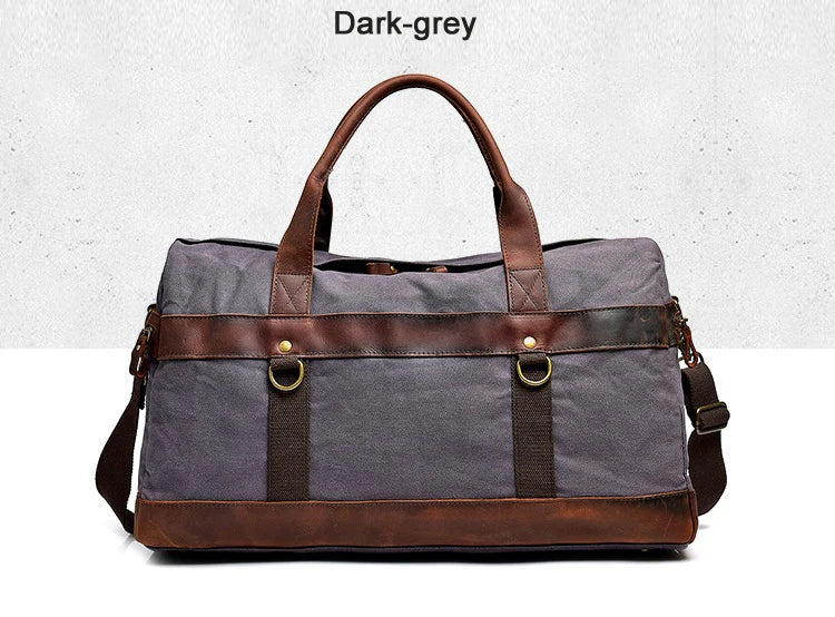 Waxed Canvas Travel Duffle Bag – Waterproof Leather Carry-On Tote for Men & Women