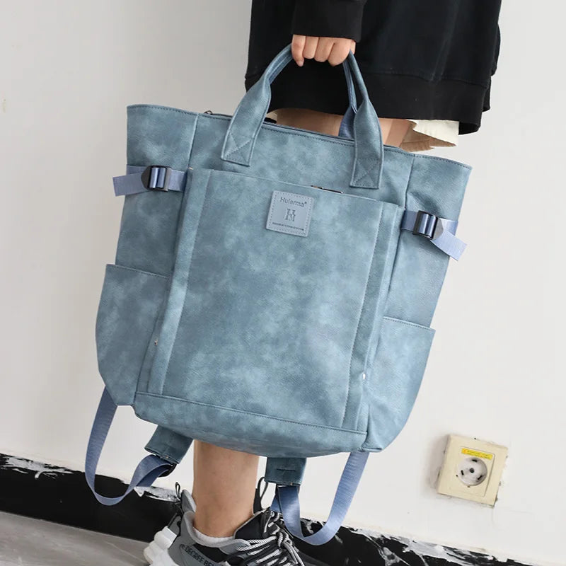 Stylischer Laptop-Rucksack aus PU-Leder für Damen – Große Designer-Arbeitstasche mit USB-Anschluss und Organizer-Fächern